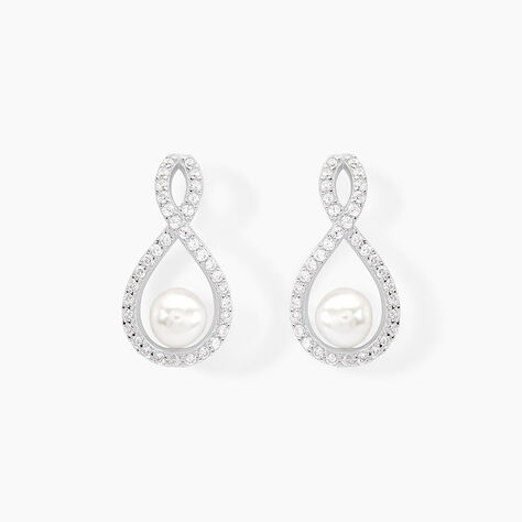 Boucles D'oreilles Pendantes Saja Argent  Perle De Culture Et Oxyde - Boucles d'oreilles fantaisie Femme | Histoire d&rsquo;Or