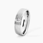 Bague Bicolore Acier Blanc Oxyde De Zirconium - Bagues avec pierre Homme | Histoire d&rsquo;Or