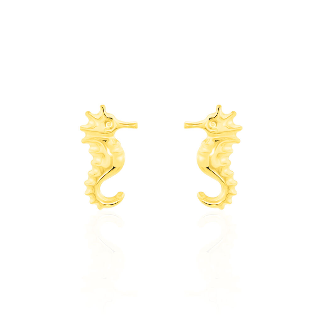Boucles D'oreilles Puces Ambrosie Hippocampe Or Jaune - Clous d'oreilles Femme | Histoire d’Or