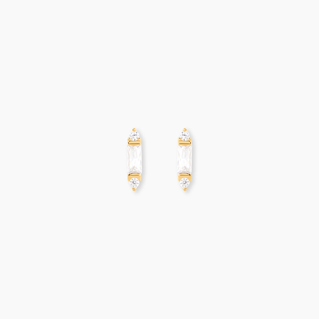 Boucles D'Oreilles Puces Fido Or Jaune Oxyde De Zirconium - Clous d'oreilles Femme | Histoire d&rsquo;Or