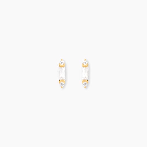 Boucles D'Oreilles Puces Fido Or Jaune Oxyde De Zirconium - Clous d'oreilles Femme | Histoire d&rsquo;Or
