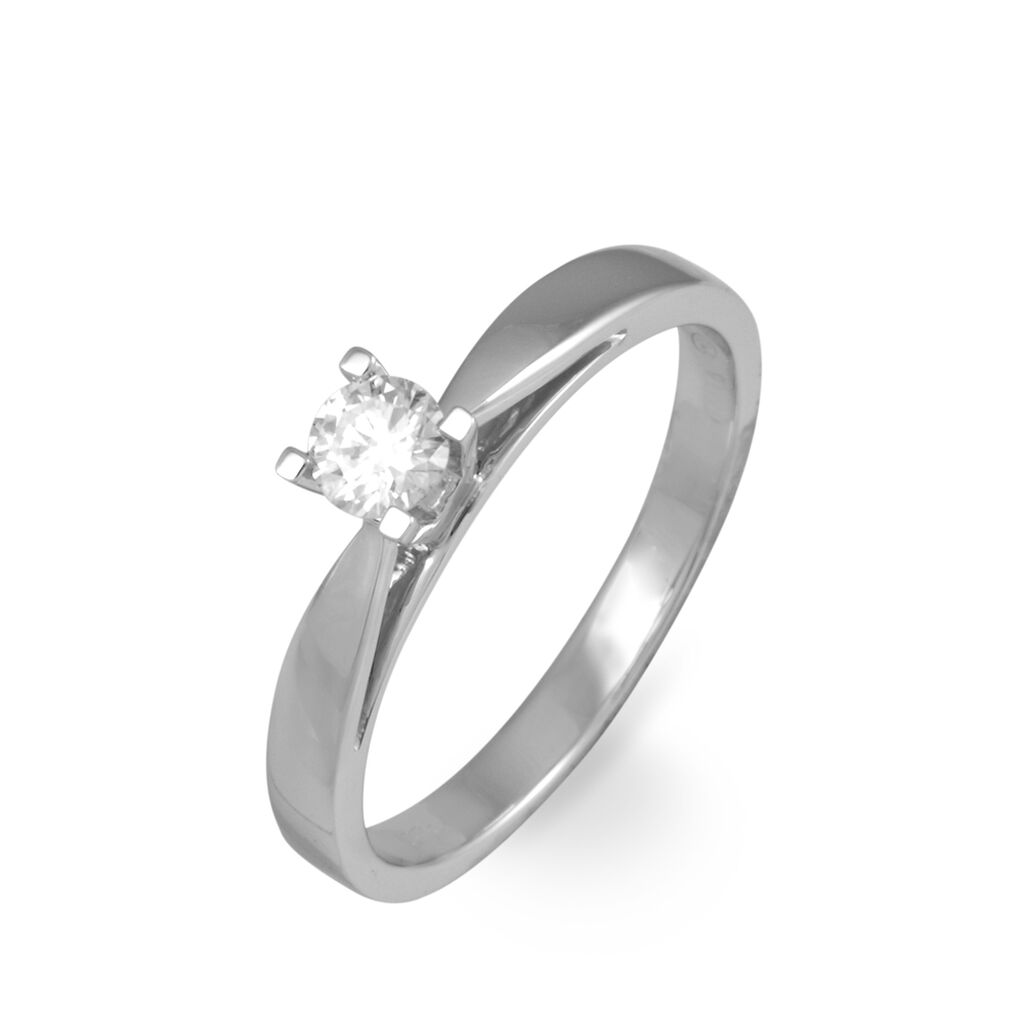 Bague Solitaire Loren Or Blanc Diamant - Bagues solitaires Femme | Histoire d&rsquo;Or