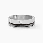 Bague Madine Acier Blanc Diamant - Bagues avec pierre Homme | Histoire d&rsquo;Or