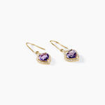 Boucles D'oreilles Pendantes Rosaline Or Jaune Amethyste Et Oxyde - Boucles d'oreilles pendantes Femme | Histoire d&rsquo;Or