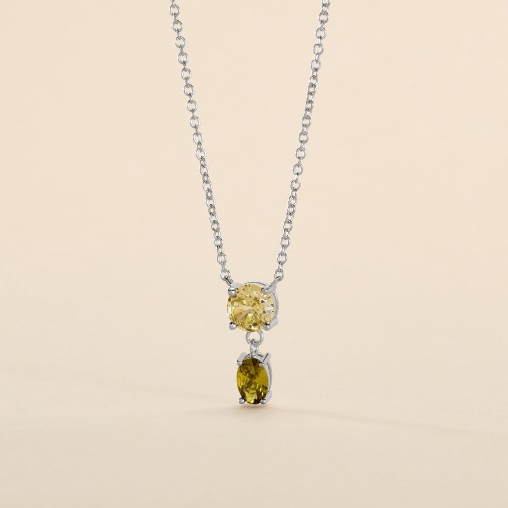 Collier Argent Blanc Brenna Oxydes De Zirconium - Colliers fantaisie Femme | Histoire d&rsquo;Or