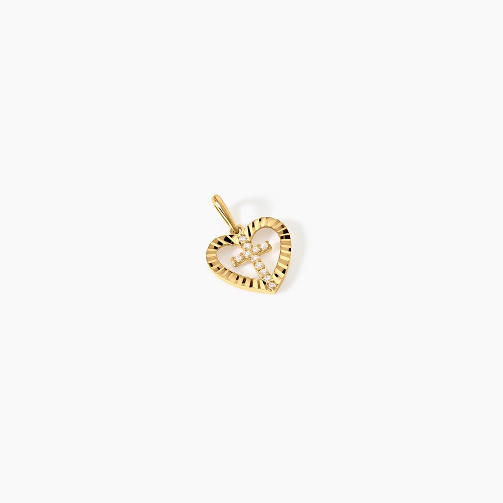 Pendentif Kallistrate Argent Dor&eacute; A L'Or 750/1000 Oxyde De Zirconium - Pendentifs Communion Femme | Histoire d&rsquo;Or