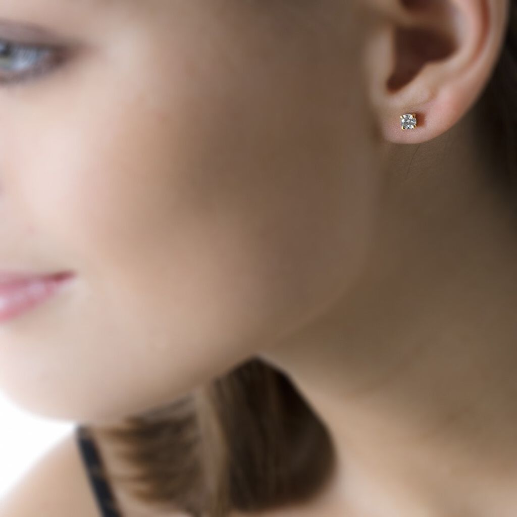 Boucles D'oreilles Puces Victoria Or Jaune Diamant - Clous d'oreilles Femme | Histoire d&rsquo;Or