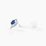 Boucles D'oreilles Puces Lydia Or Blanc Saphir - Clous d'oreilles Femme | Histoire d&rsquo;Or