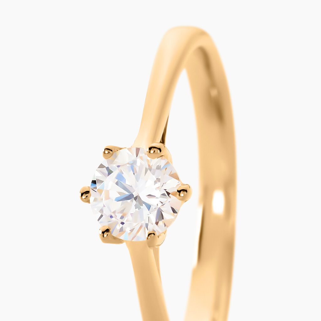 Bague Solitaire Plaqué Or Jaune Eulia Oxyde De Zirconium - Bagues solitaires Femme | Histoire d’Or