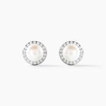 Boucles D'oreilles Clips Argent Blanc Valerio Perles Oxydes - Boucles d'oreilles fantaisie Femme | Histoire d&rsquo;Or