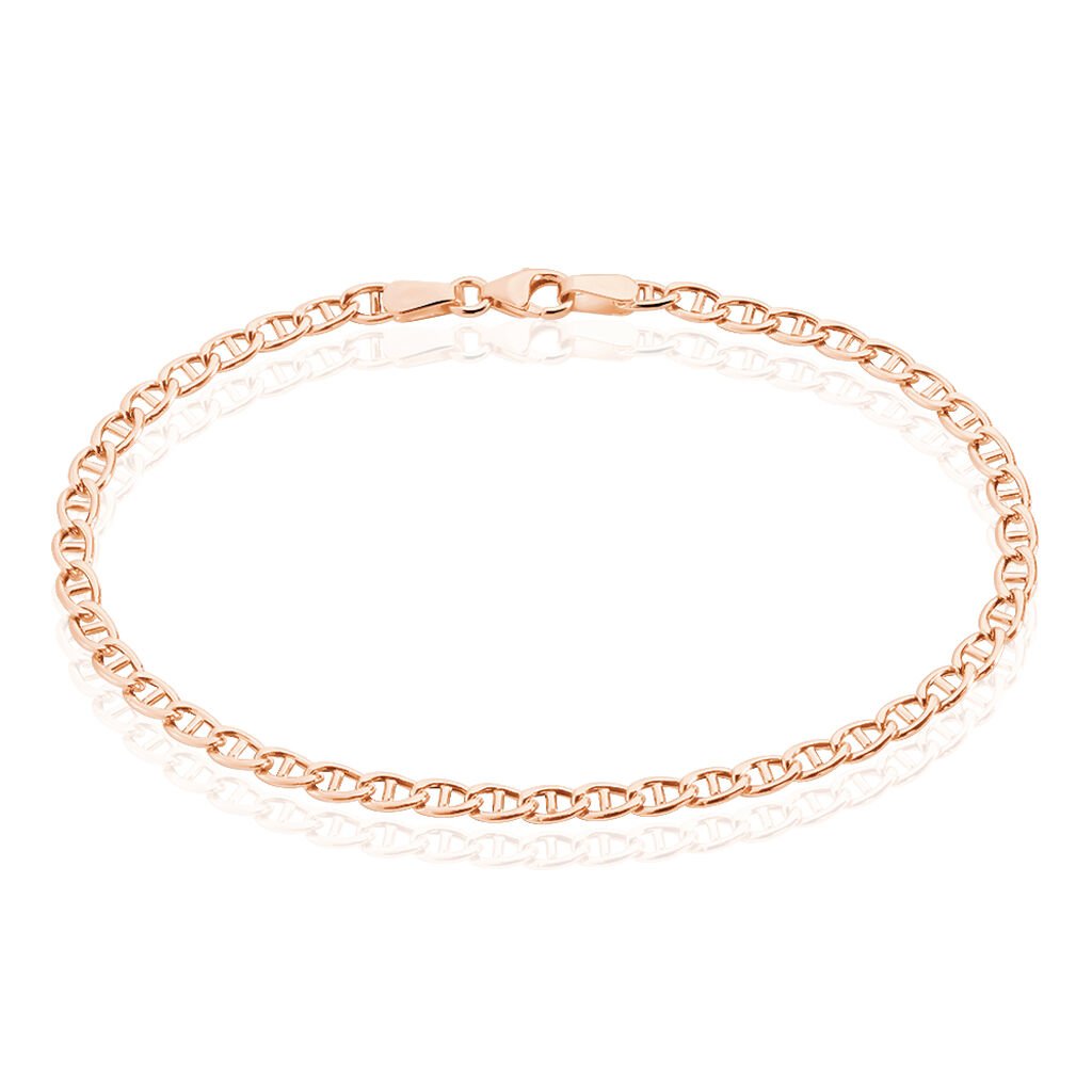Bracelet Capucin Or Rose Maille Marine Plate - Bracelets chaîne Femme | Histoire d’Or