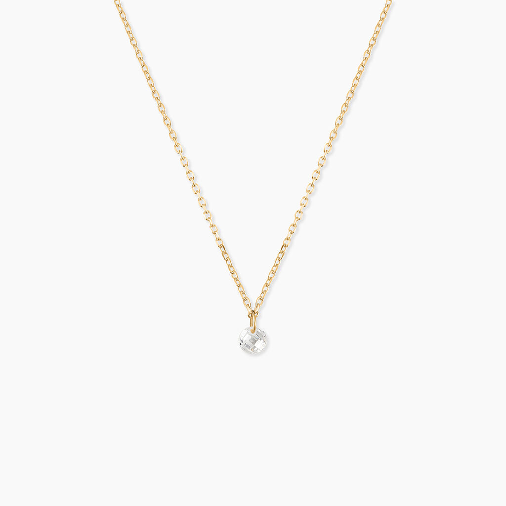 Collier Emilee Argent Dor&eacute; A L'Or 750/1000 Oxyde De Zirconium - Colliers fantaisie Enfant | Histoire d&rsquo;Or