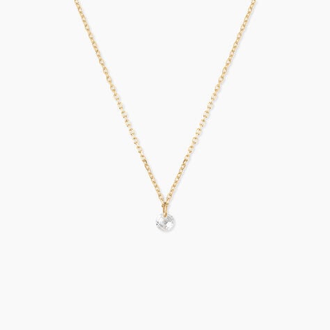 Collier Emilee Argent Dor&eacute; A L'Or 750/1000 Oxyde De Zirconium - Colliers fantaisie Enfant | Histoire d&rsquo;Or