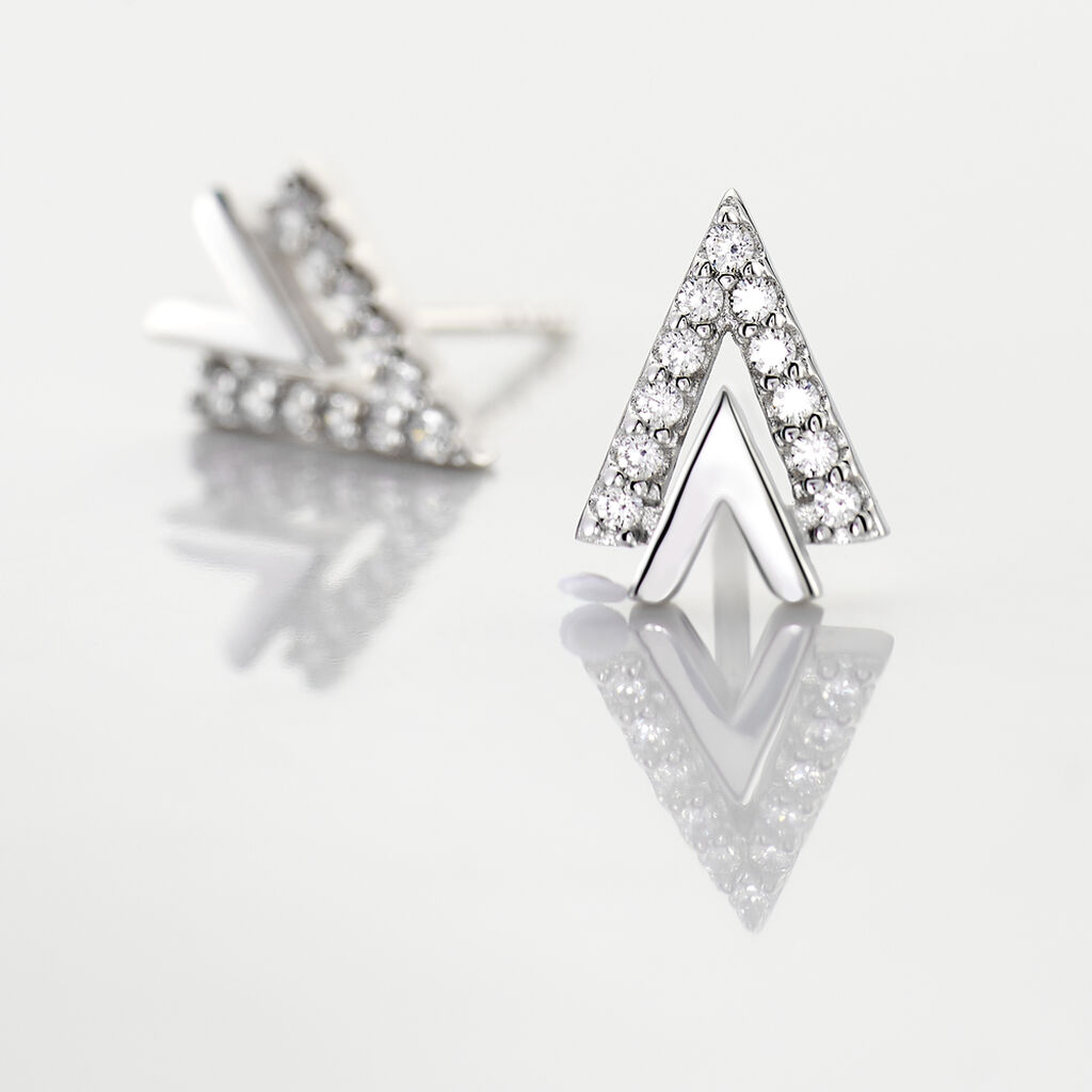 Boucles D'oreilles Puces Guenolee Argent Blanc Oxyde De Zirconium - Boucles d'oreilles fantaisie Femme | Histoire d’Or