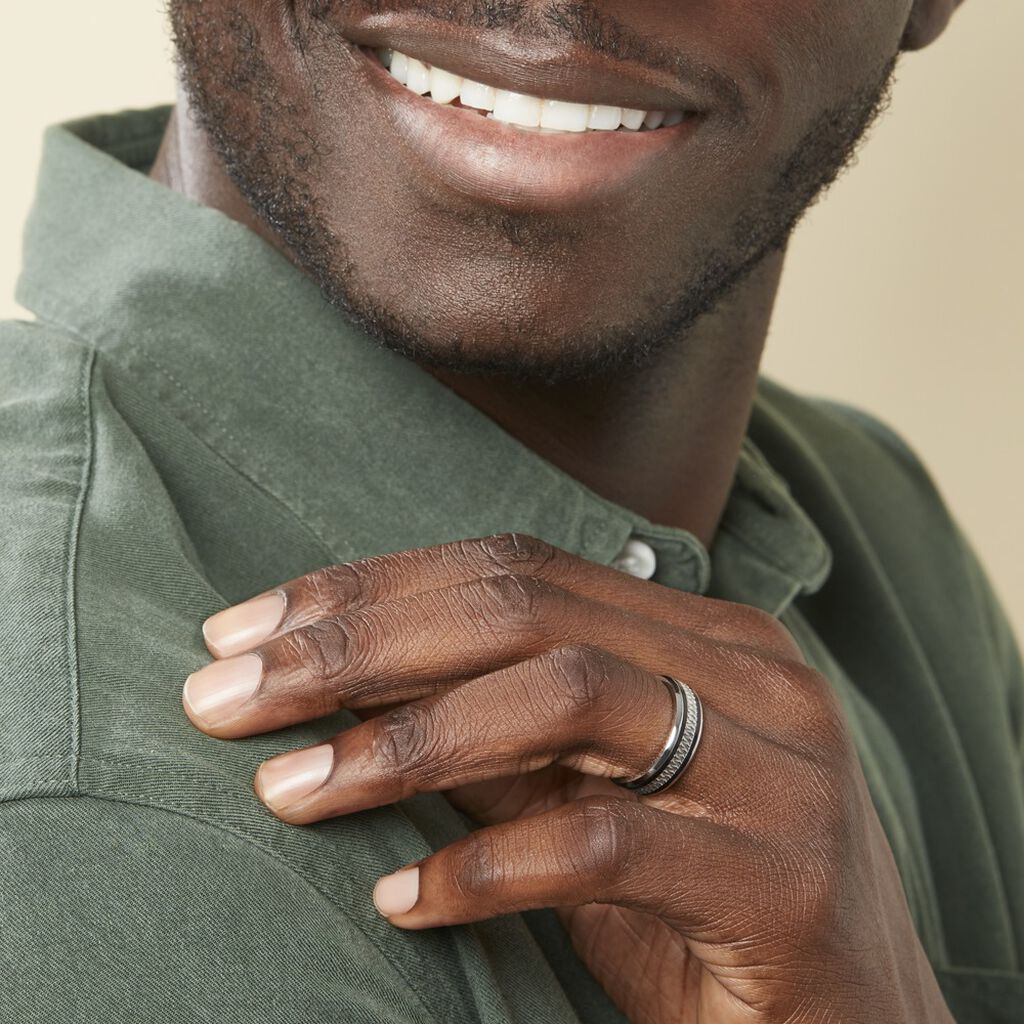 Bague Jonc Maewen Acier Blanc - Bagues fantaisie Homme | Histoire d’Or