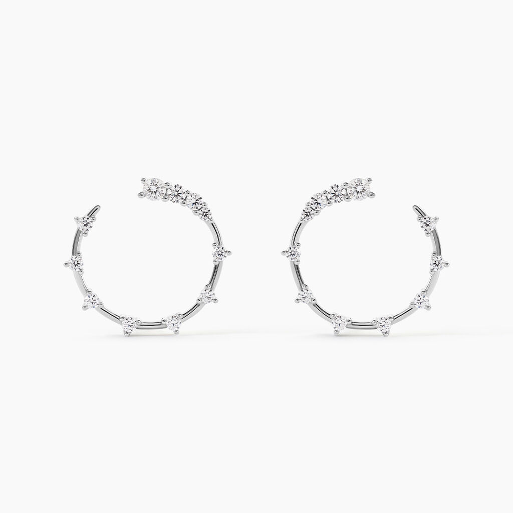 Boucles D'Oreilles Puces Cascade Argent Blanc Oxyde De Zirconium - Boucles d'oreilles fantaisie Femme | Histoire d&rsquo;Or