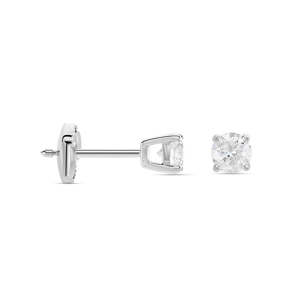Boucles D'oreilles Puces One Or Blanc Diamants - Clous d'oreilles Homme | Histoire d&rsquo;Or