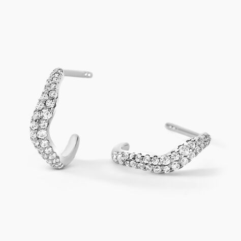 Créoles Nandie Argent Blanc Oxyde De Zirconium - Boucles d'oreilles créoles Femme | Histoire d’Or