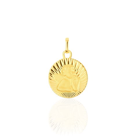 Pendentif Ange Rond Effet Diamante Or Jaune - Pendentifs Baptême Famille | Histoire d’Or