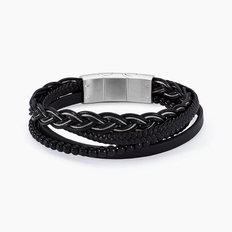 Bracelet Jourdan Tex Cuir Noir Onyx - Nouveautés bijoux Homme | Histoire d’Or