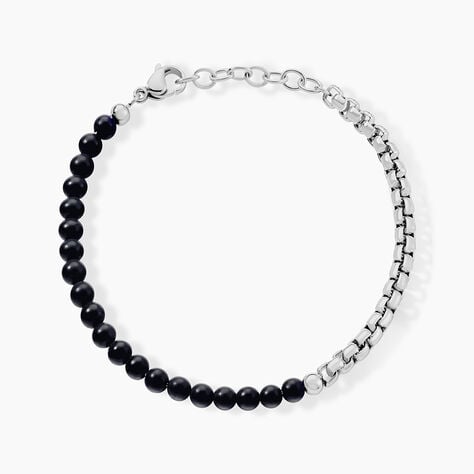 Bracelet Acier Blanc Christiano Onyx - Bracelets Homme | Histoire d&rsquo;Or