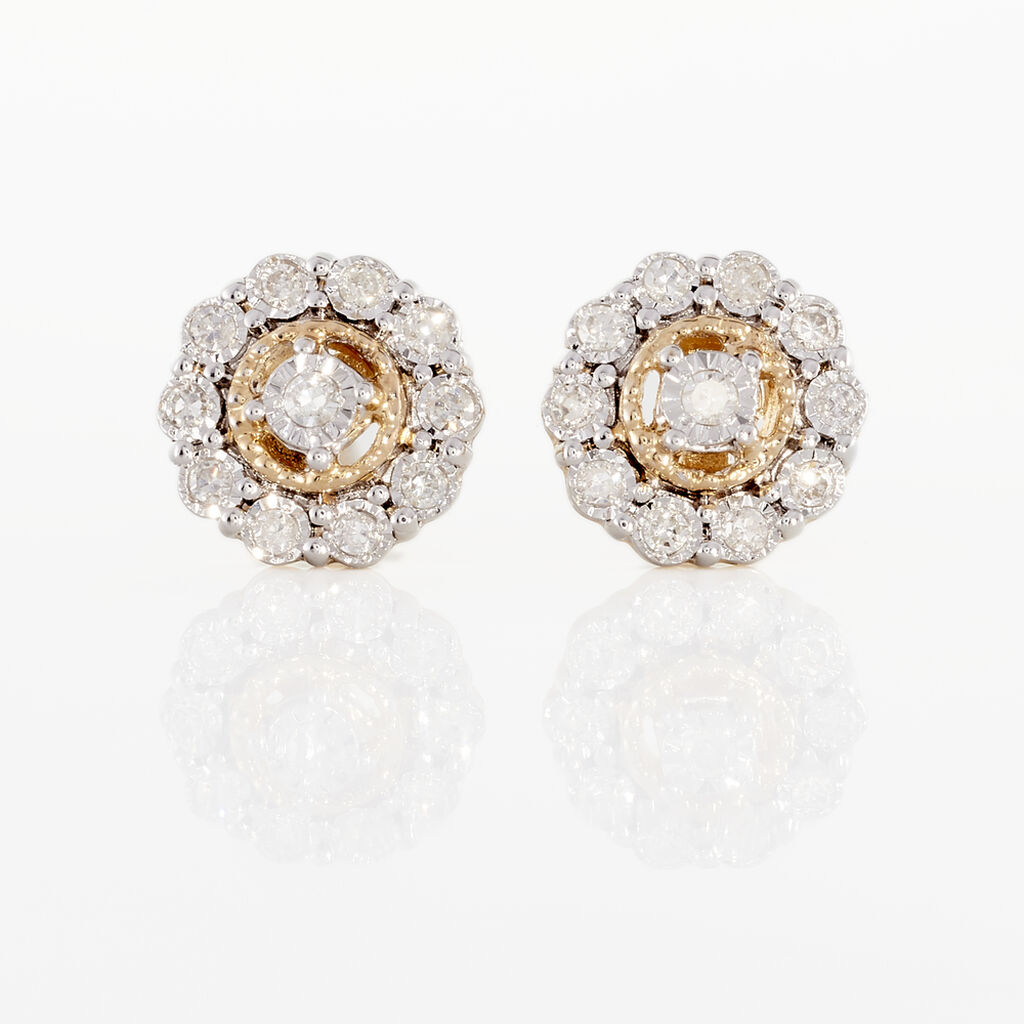 Boucles D'oreilles Puces Charletta Or Jaune Diamant - Clous d'oreilles Femme | Histoire d’Or