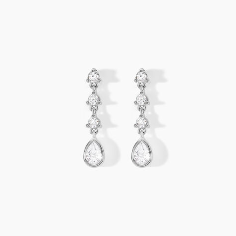 Boucles D'oreilles Pendantes Hida Argent Blanc Oxyde De Zirconium - Boucles d'oreilles fantaisie Femme | Histoire d&rsquo;Or