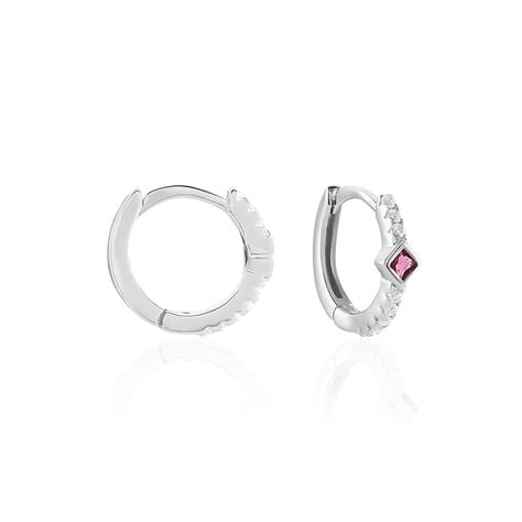 Créoles Fane Argent Rhodié Oxyde De Zirconium - Boucles d'oreilles créoles Femme | Histoire d’Or