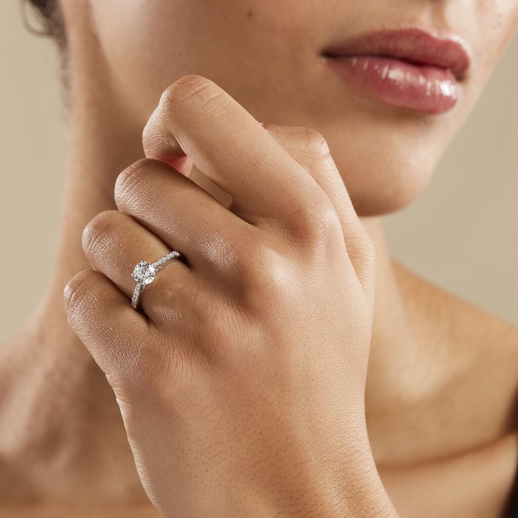 Bague Solitaire Hemera Or Blanc Diamant Synthetique - Bagues solitaires Femme | Histoire d’Or