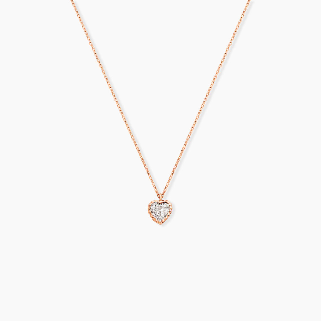 Collier Kadidjatou Or Rose Oxyde De Zirconium - Bijoux Coeur Femme | Histoire d&rsquo;Or