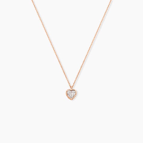 Collier Kadidjatou Or Rose Oxyde De Zirconium - Bijoux Coeur Femme | Histoire d&rsquo;Or