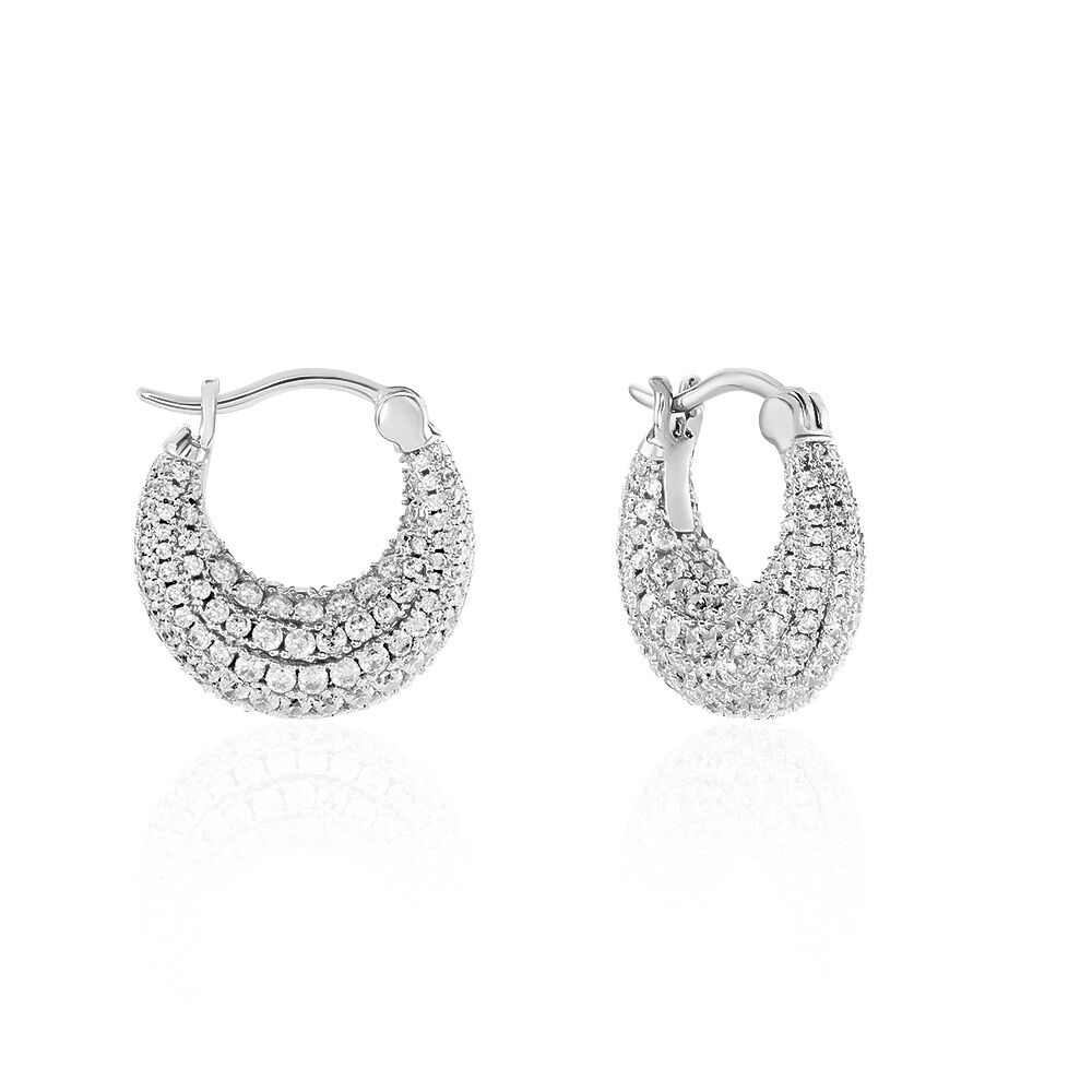 Créoles Sofia Argent Blanc Oxyde De Zirconium