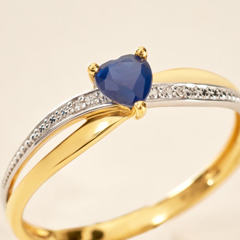 Bague Skylar Or Bicolore Saphir Diamant - Bagues solitaires Femme | Histoire d’Or