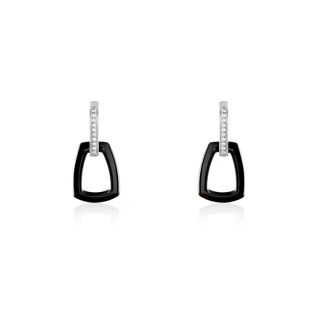 Boucles D’oreilles Pendantes Ezra Argent Blanc Céramique Et Oxyde