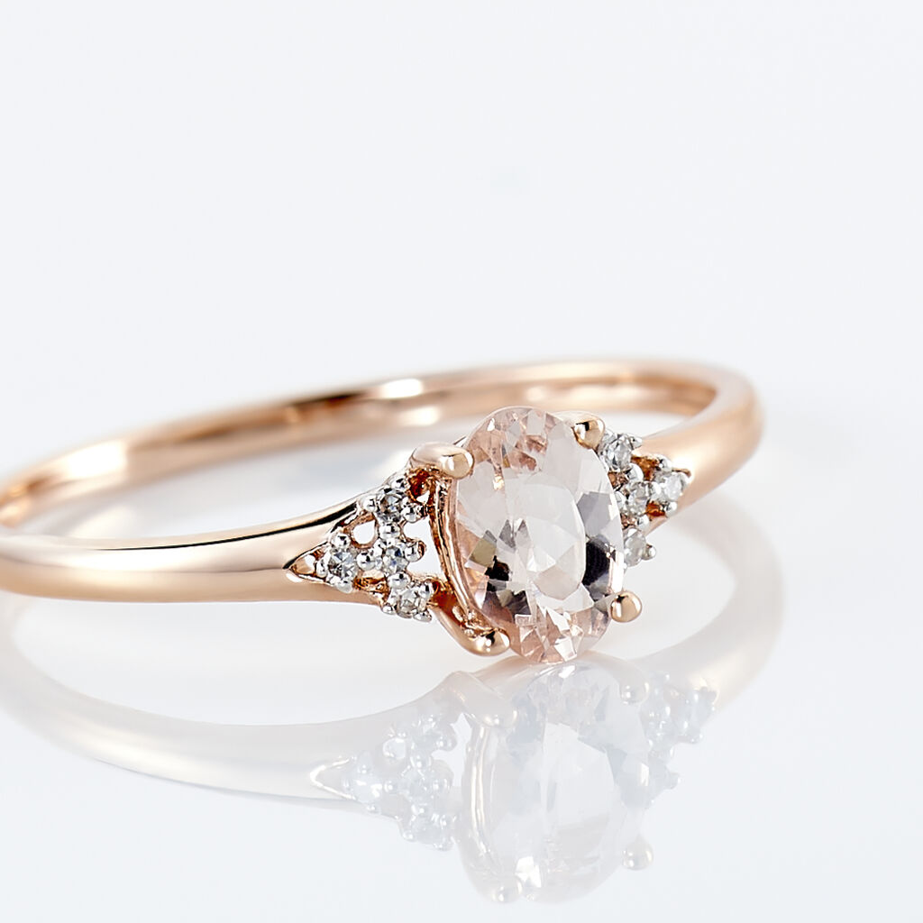 Bague Urbaine Or Rose Morganite Et Oxyde De Zirconium - Bagues solitaires Femme | Histoire d&rsquo;Or