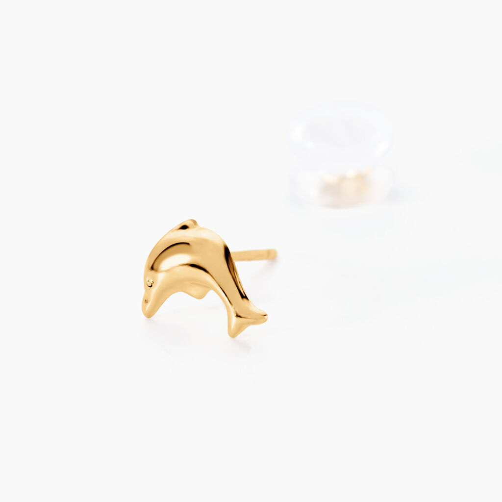 Boucles D'oreilles Puces Fulvie Dauphin Or Jaune - Clous d'oreilles Femme | Histoire d&rsquo;Or