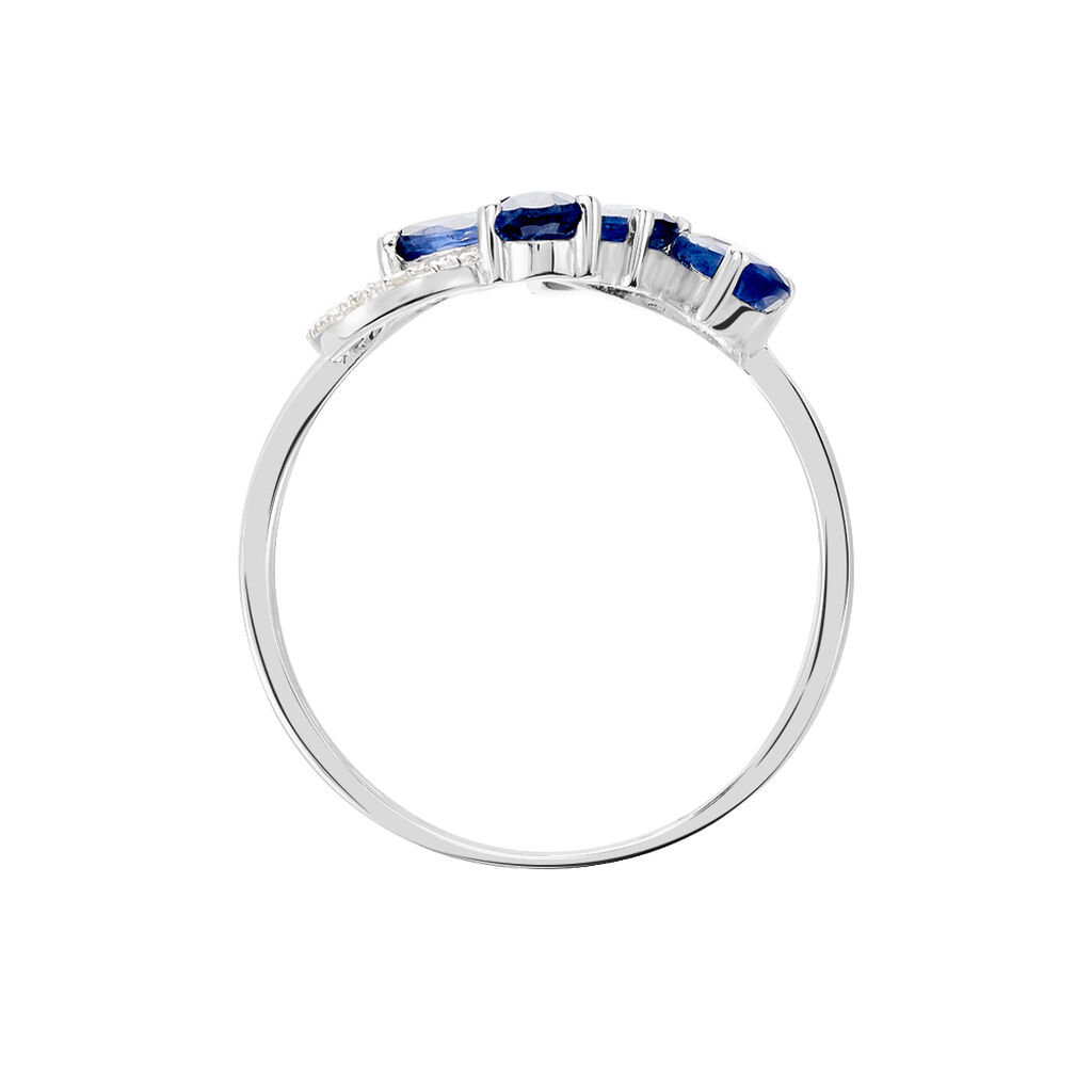 ANGIE Damen Ring Weißgold 375 (9 Karat) Saphir Blau 0,03 ct Blume - Bagues avec pierre Femme | Histoire d’Or