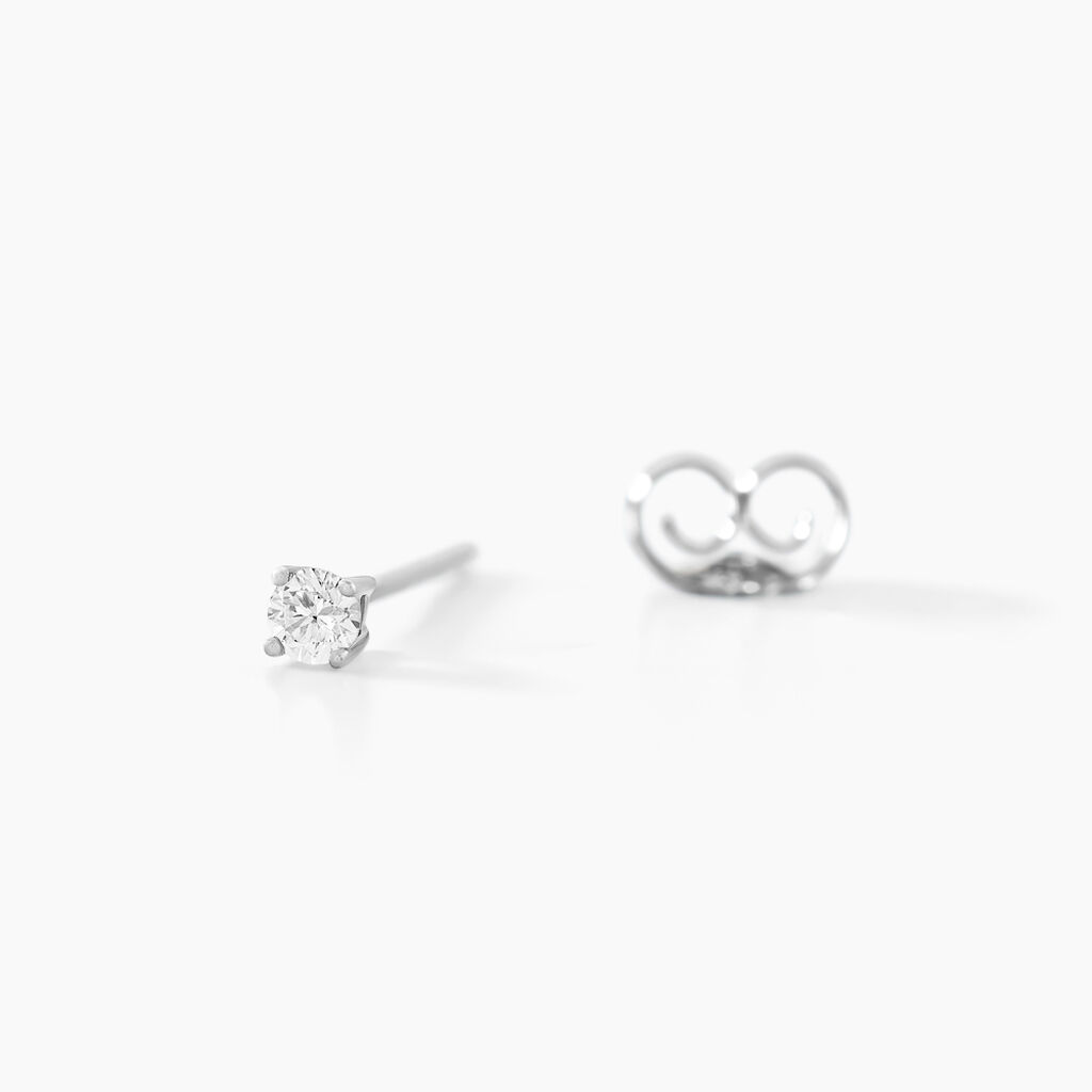 Boucles D'oreilles Puces Aphrodite Or Blanc Diamant - Clous d'oreilles Famille | Histoire d’Or