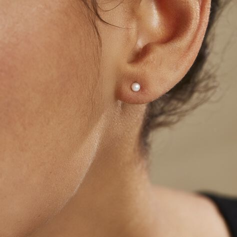 Boucles D'oreilles Puces Suki Rondes Nacres Or Jaune Perle De Culture - Clous d'oreilles Femme | Histoire d’Or