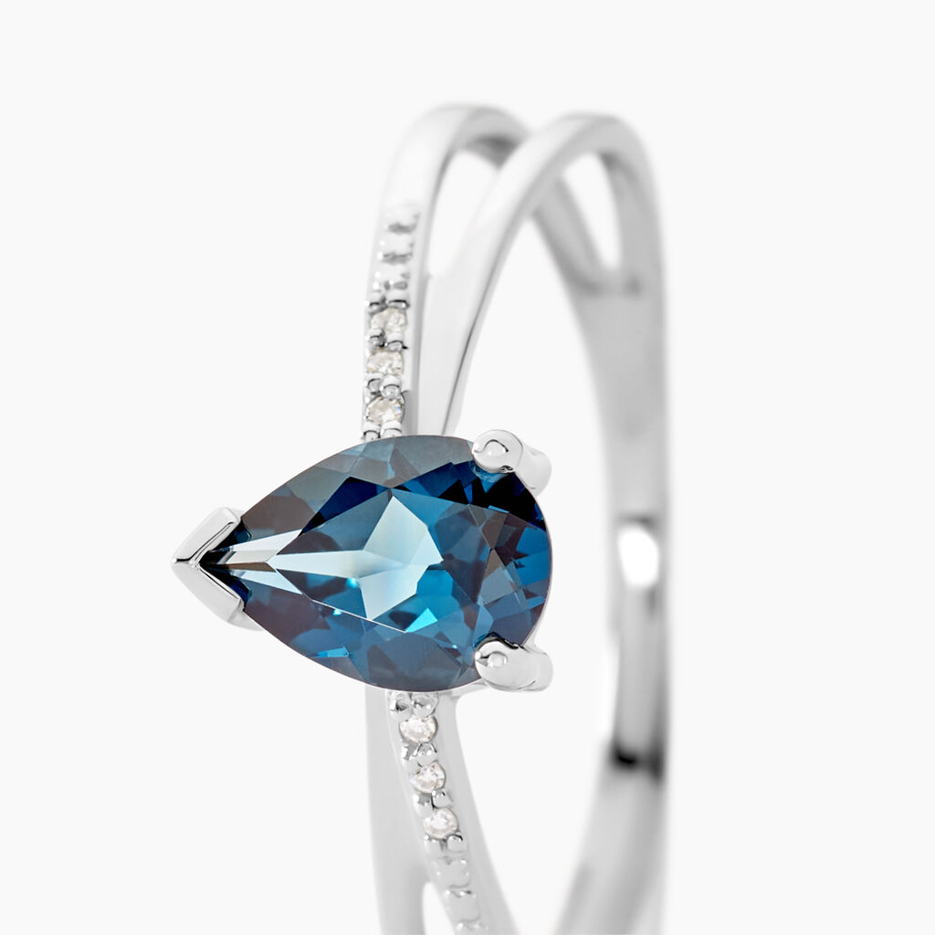 Bague Teresa Or Blanc Topaze Et Diamant - Bagues solitaires Femme | Histoire d’Or
