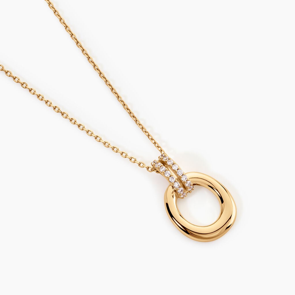 Collier Shiny Bold Plaqu&eacute; Or Jaune Oxyde De Zirconium - Bijoux avec pierres Femme | Histoire d&rsquo;Or