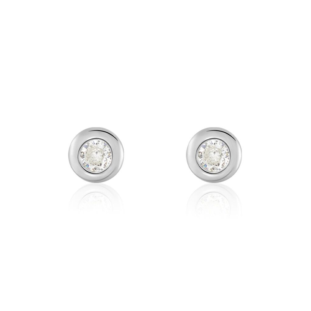 Boucles D’oreilles Puces Argent Blanc Laureano Oxydes De Zirconium