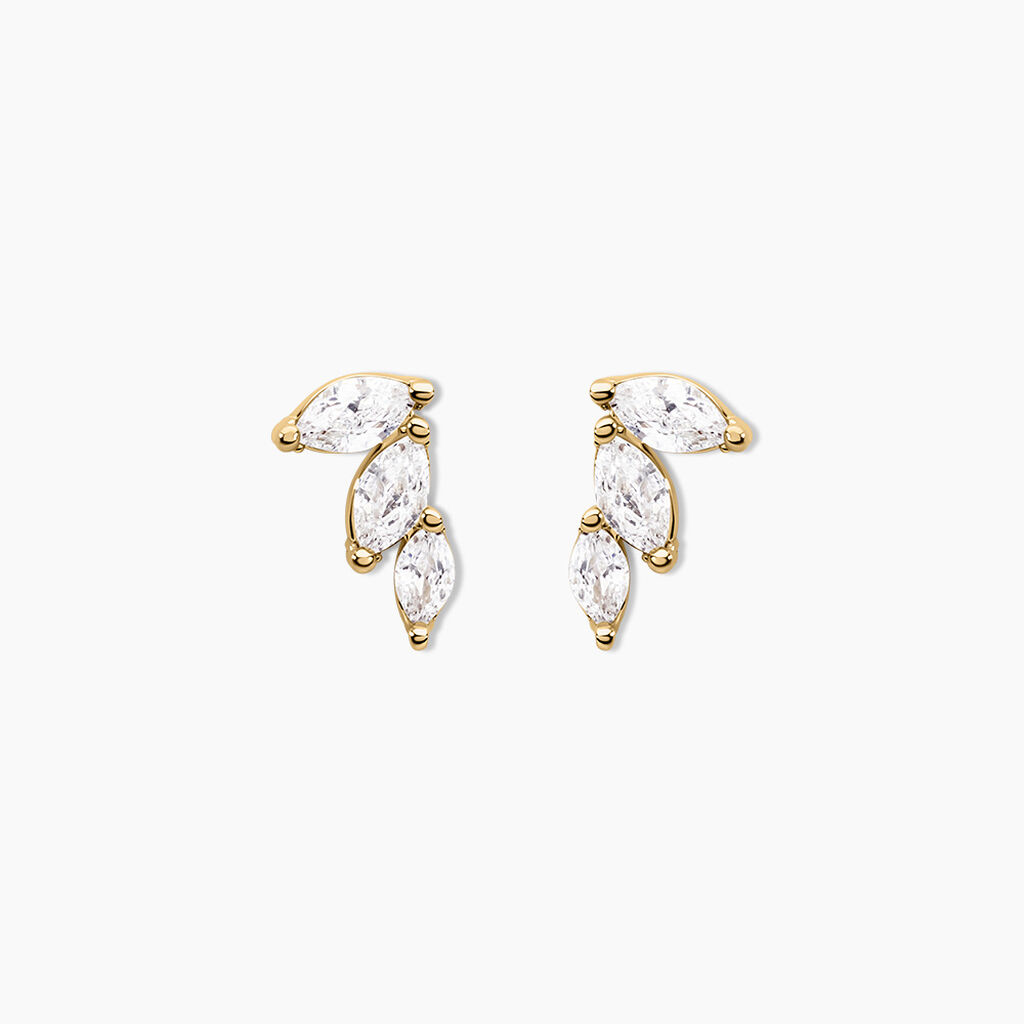 Boucles D'oreilles Puces Siona Plaque Or Jaune Oxyde De Zirconium - Boucles d'oreilles fantaisie Femme | Histoire d&rsquo;Or
