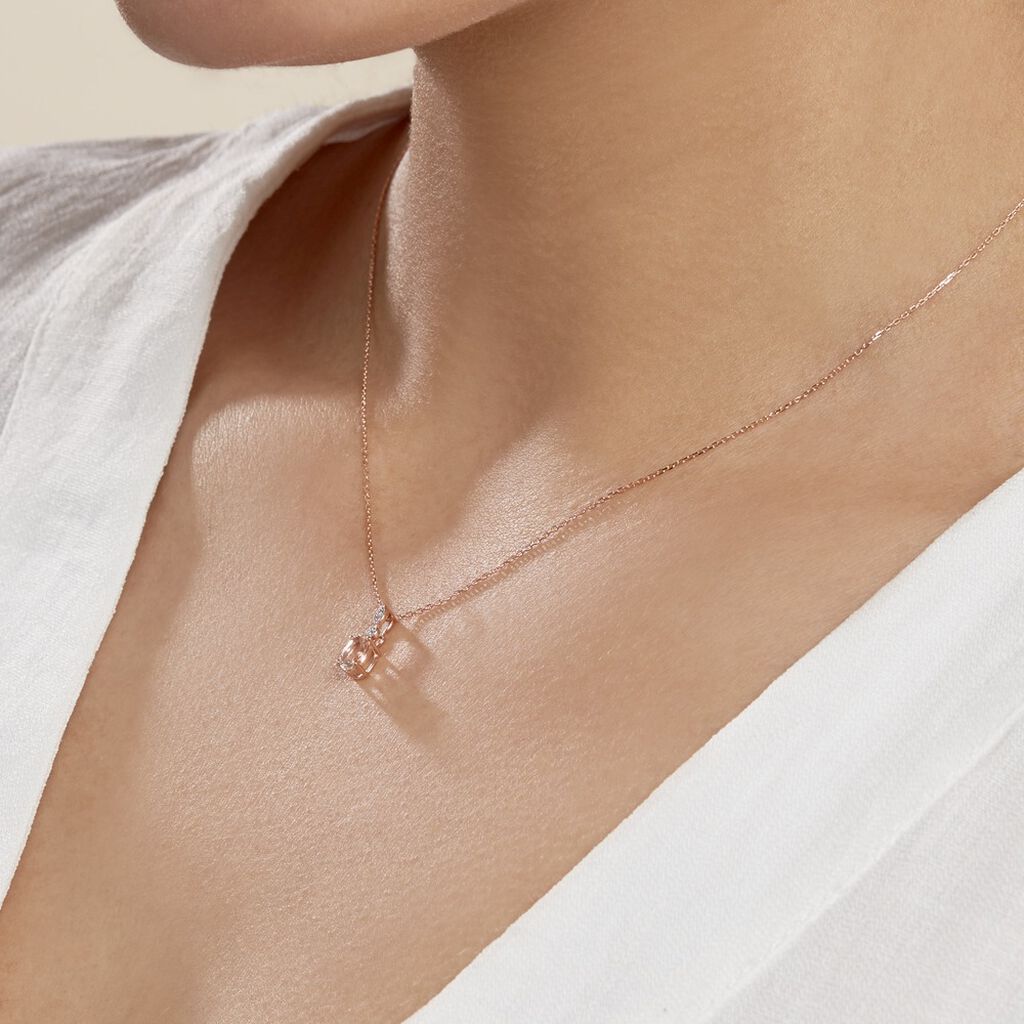 Collier Antonia Or Rose Morganite Et Oxyde De Zirconium - Colliers Femme | Histoire d’Or