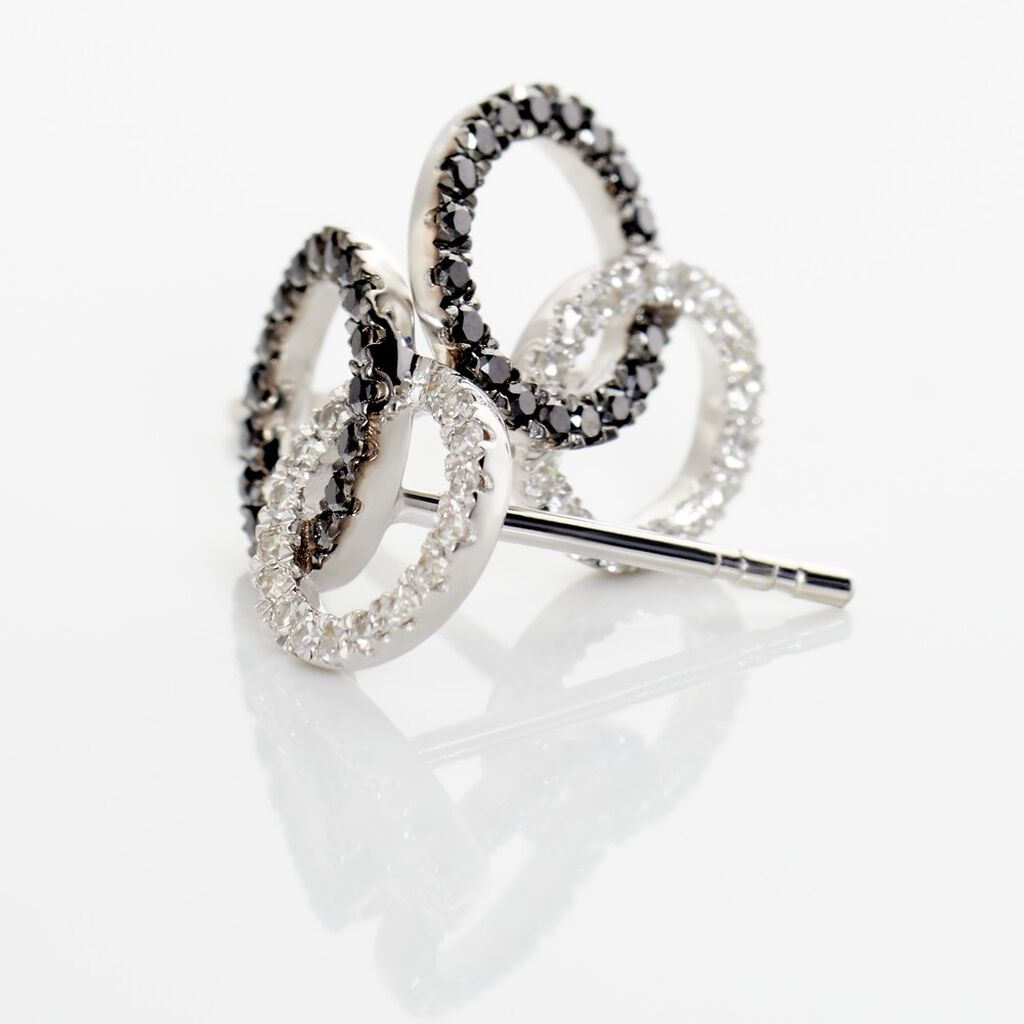 Boucles D'oreilles Puces Bella Or Blanc Diamant - Clous d'oreilles Femme | Histoire d&rsquo;Or