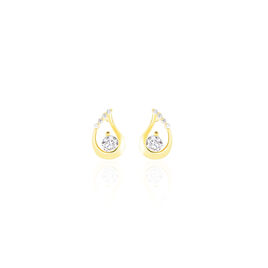 Boucles D'oreilles Puces Helie Goutte Or Jaune Oxyde De Zirconium - Clous d'oreilles Femme | Histoire d’Or