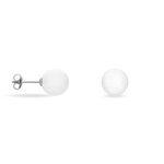Boucles D'oreilles Puces Orbe Argent Blanc C&eacute;ramique - Boucles d'oreilles fantaisie Femme | Histoire d&rsquo;Or
