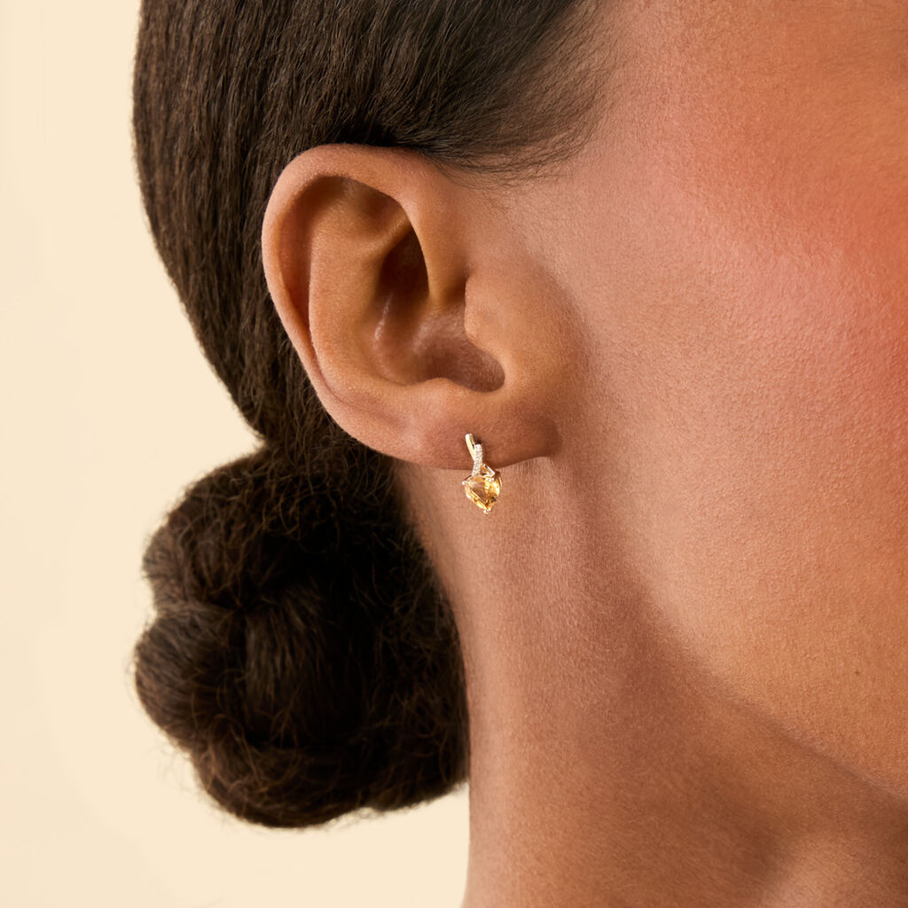 Boucles D'oreilles Puces Or Jaune Clothilde - Boucles d'oreilles empierr&eacute;es Femme | Histoire d&rsquo;Or