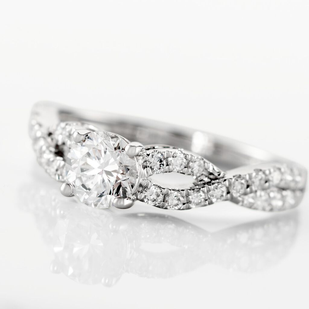 Bague Solitaire Or Blanc Nerida Diamants Synth&eacute;tiques - Bagues solitaires Femme | Histoire d&rsquo;Or