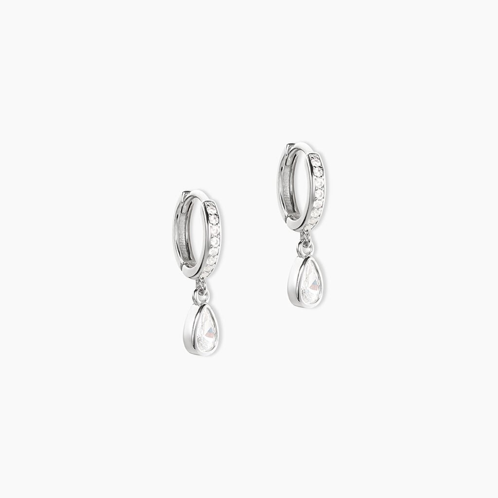 Cr&eacute;oles Yvane Argent Blanc Oxyde De Zirconium - Boucles d'oreilles cr&eacute;oles Femme | Histoire d&rsquo;Or